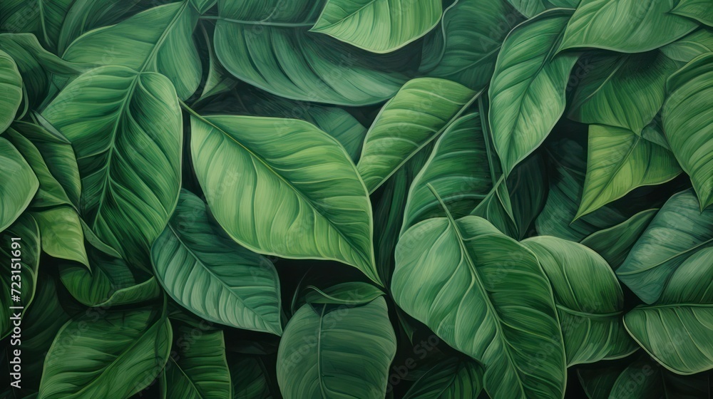Close up view of fresh, lush, dewy green leaves, natural green plant background wallpaper. Close up view of fresh, lush, dewy green leaves, natural green plant background wallpaper.
