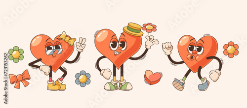 Retro Cartoon Hearts With Googly Eyes, Vibrant Colors, And Charming Smiles, Spreading Love And Joy On Valentine Day