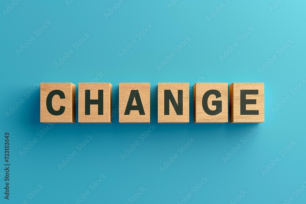Inspirational Image of Wooden Blocks Spelling CHANGE
