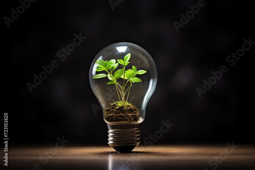 growing plant in light bulb environment concept