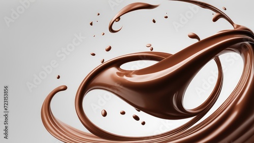 Swirled chocolate on a white background