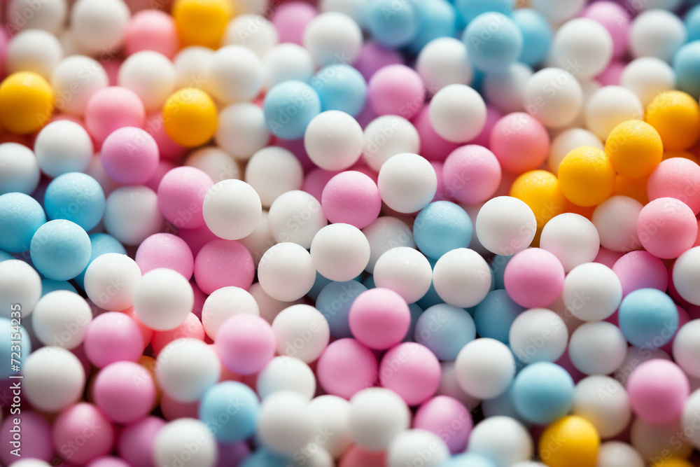 There were piles of colorful beads. There were piles of colorful beads.