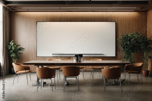 Meeting room with empty billboard 