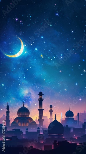 Flat ramadan kareem background illustration 9:16