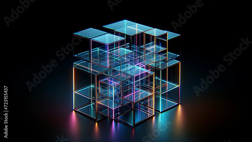 Neon Glass Cubes Art