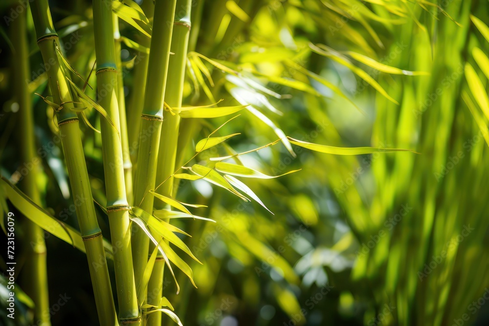 Yellow bamboo plant in tropical rainforest of Asia, with green leaves growing abundantly. Nature oriental background wallpaper. Yellow bamboo plant in tropical rainforest of Asia, with green leaves growing abundantly. Nature oriental background wallpaper.