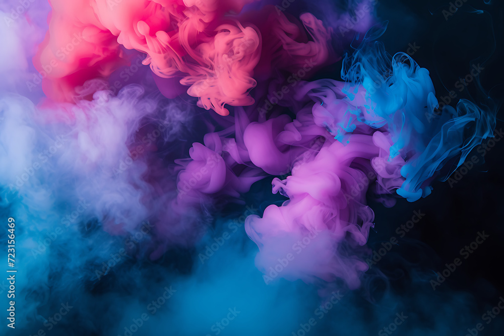 a color colored smoke rising on a black background in
