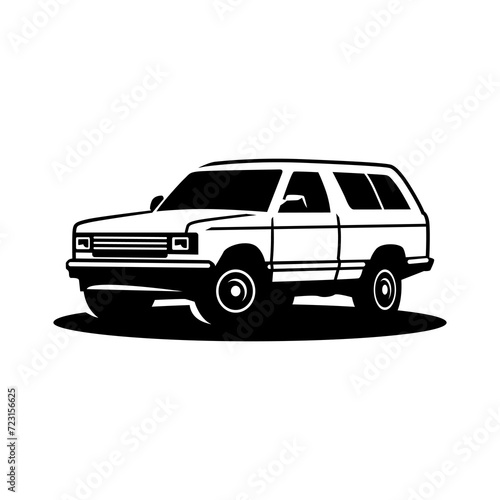 vector of old suv car type with black on white background. use for logo or illustration