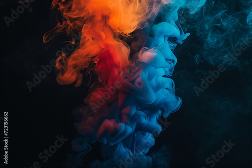 a color colored smoke rising on a black background in © Dolphine