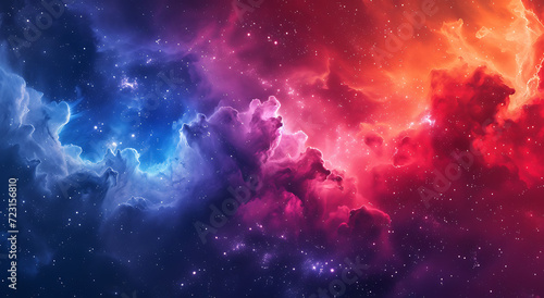 a colorful background has space elements in