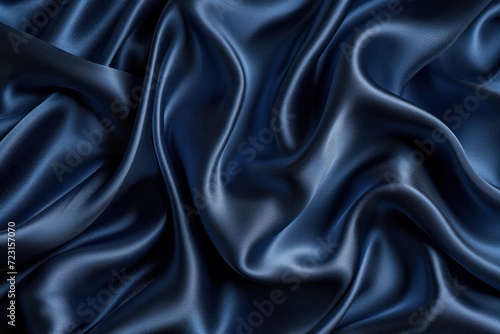Navy silk satin Luxurious fabric for design Waves Elegant occasions