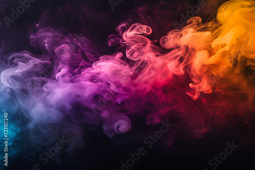 a colorful smoke cloud is floating over a black backg photo