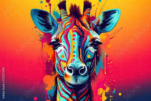 colorful giraffe animal portrait illustration
