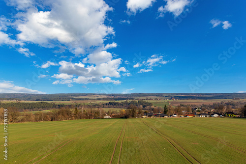 European rural landscape. Early springtime. Czechia.