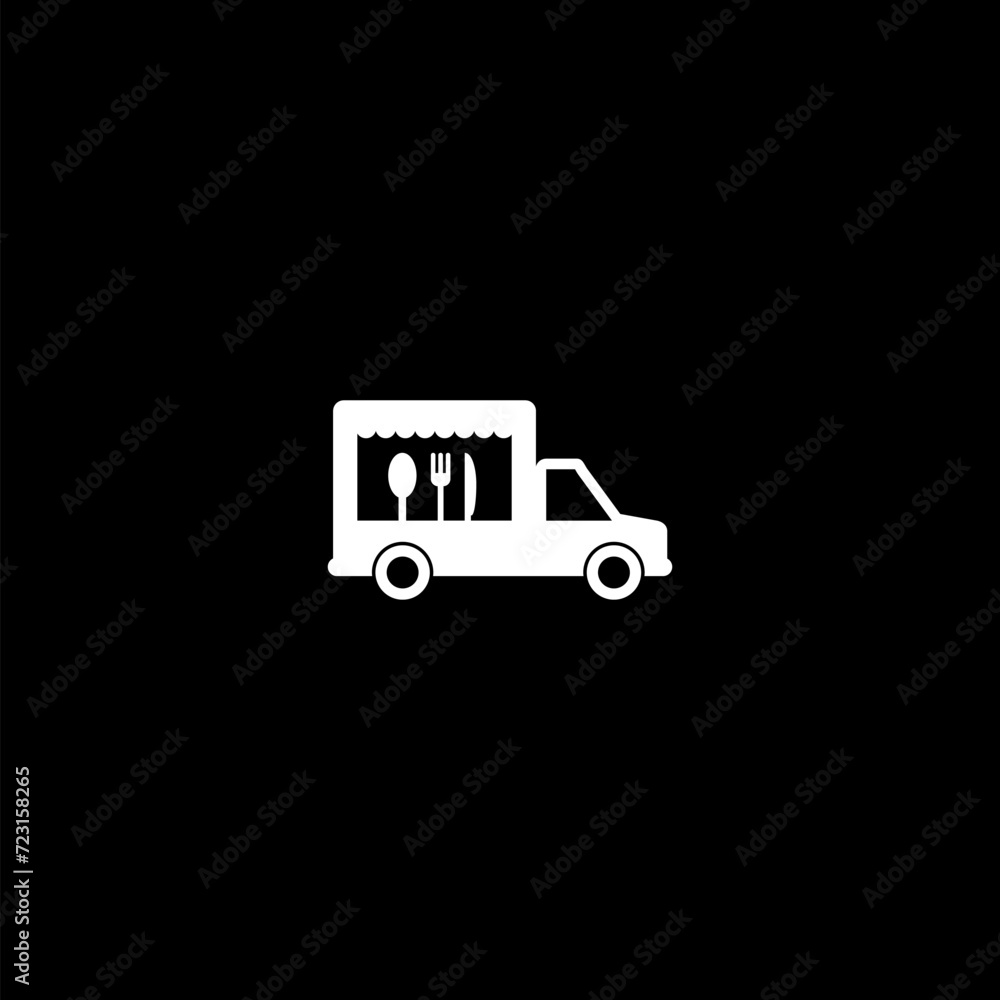 Food truck icon isolated on dark background