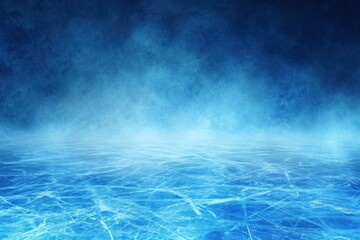 Blue icy backdrop for winter ice hockey stadium field glowing winter backdrop for montaging fresh products or Christmas presents