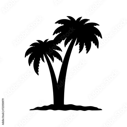 Palm tree icon. Black silhouette. Front side view. Vector simple flat graphic illustration. Isolated object on a white background. Isolate.