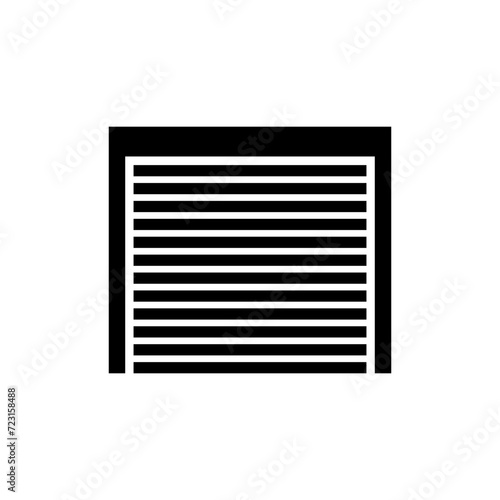 Rolling gate icon. Roller shutters. Black silhouette. Front view. Vector simple flat graphic illustration. Isolated object on a white background. Isolate.