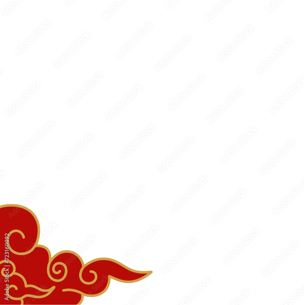 Fototapeta premium Chinese Clouds Corner Border