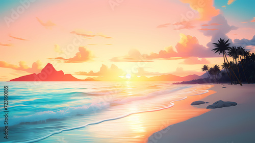 Beautiful beach and sea panoramic natural landscape