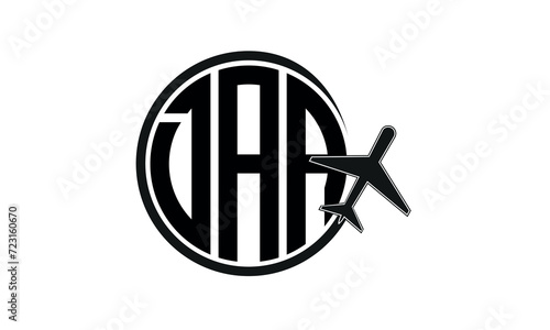 DAA three initial letter circle tour & travel agency logo design vector template. hajj Umrah agency, abstract, wordmark, business, monogram, minimalist, brand, company, flat, tourism agency, tourist