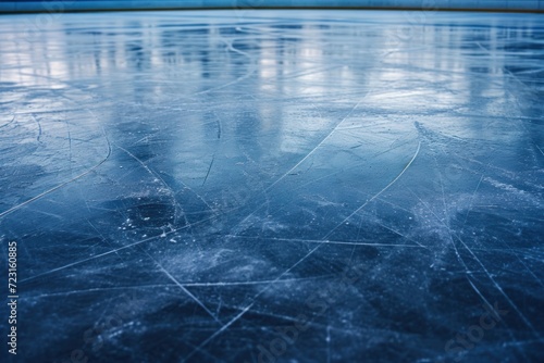 Textured background ice floor in a skating rink depicting the sport of ice skating © LimeSky