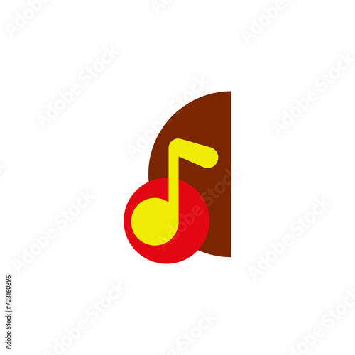 Logo with a musical note. Color vector.