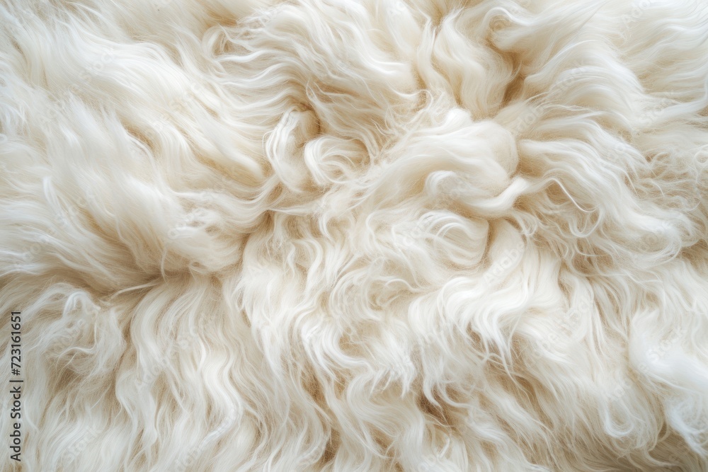Soft white texture background cotton wool light sheep wool close up fluffy fur beige toned wool delicate peach tinted fur - obrazy, fototapety, plakaty 