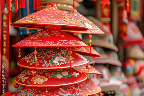 Stack of traditional Chinese hats