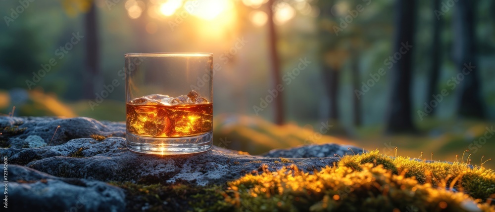 Sunset Serenade, Golden Hour Glass, Warm Sunlit Drink, Sunlit Sipping.  generative ai
