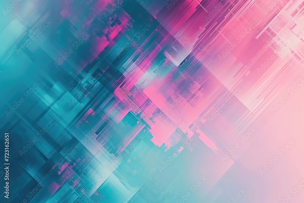 Abstract Teal and Pink Digital Artwork