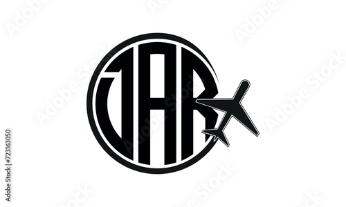 DAR three initial letter circle tour & travel agency logo design vector template. hajj Umrah agency, abstract, wordmark, business, monogram, minimalist, brand, company, flat, tourism agency, tourist