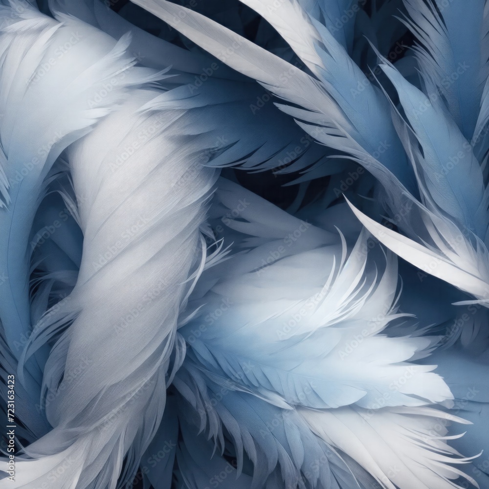 Fototapeta premium Stylish Gray and Blue Soft Feathers Background