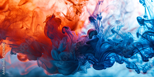 The Art of Color Mixing: Abstract Red and Blue Ink Swirls ,colorful wallpaper background multicolored, Professional smoke background