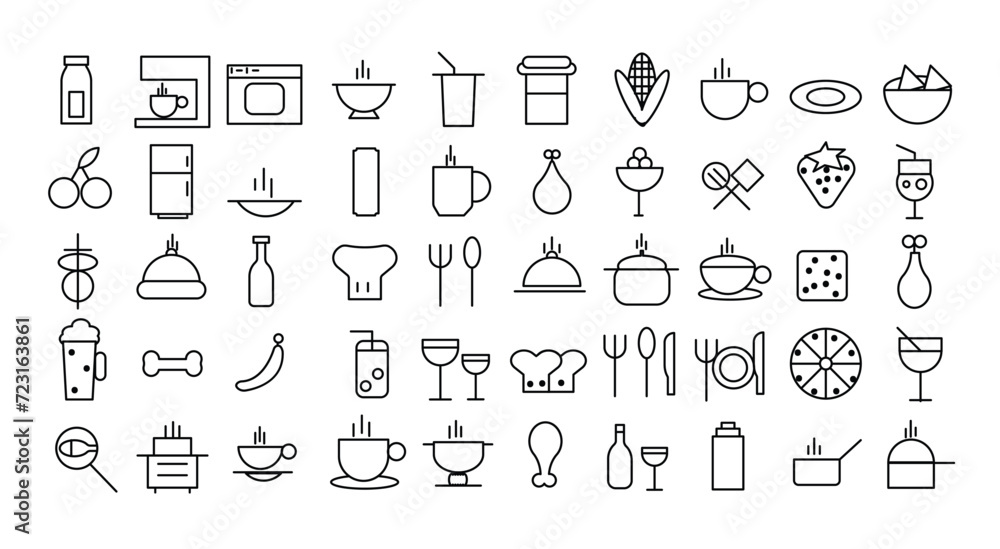 Vector icons set about food and drink restaurants fast food illustration Vector icons set about food and drink restaurants fast food illustration