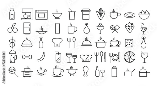 Vector icons set about food and drink restaurants fast food illustration