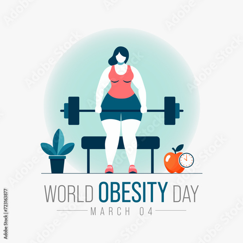 World Obesity day is observed every year on March 4, with the view of promoting practical solutions to end the global obesity crisis. Vector illustration