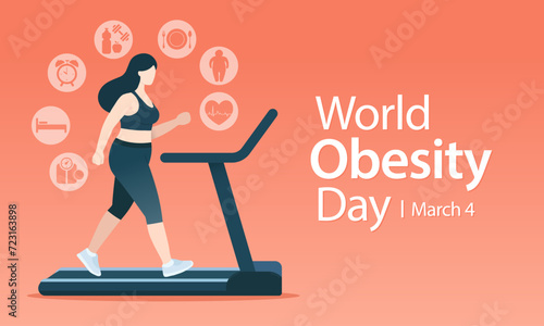 World Obesity day is observed every year on March 4, with the view of promoting practical solutions to end the global obesity crisis. Vector illustration