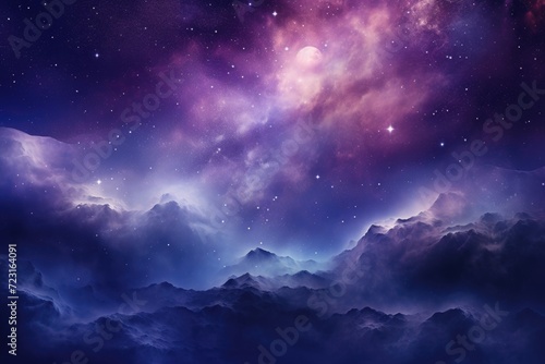 Mystical Mountain Under Starry Sky
