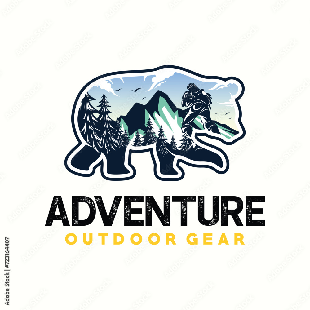 Fototapeta premium Hiking and Camping Logo design Vector