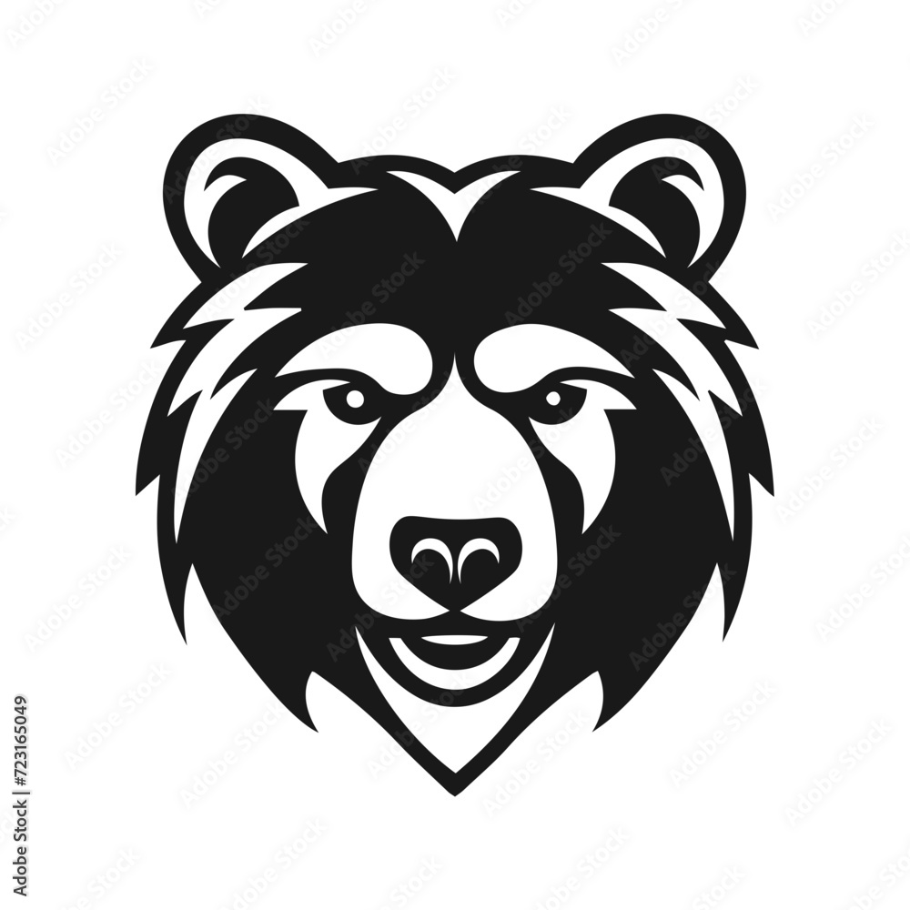 Bear icon vector emblem symbol. Head icon design isolated on a transparent background. Modern black and white illustration. Simple minimalistic silhouette design for logo, tattoo, and t-shirt print Bear icon vector emblem symbol. Head icon design isolated on a transparent background. Modern black and white illustration. Simple minimalistic silhouette design for logo, tattoo, and t-shirt print