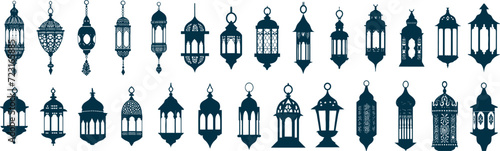 Tableau sur toile Elegant set of varied traditional lantern silhouettes, ideal for festive and cultural celebration themes