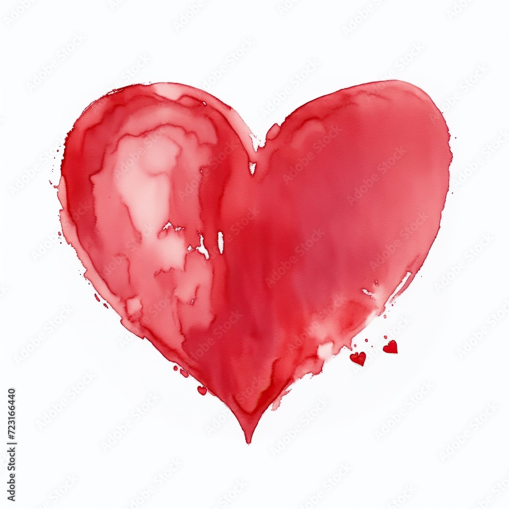 A Red Watercolor Heart Shape on a white background A Red Watercolor Heart Shape on a white background