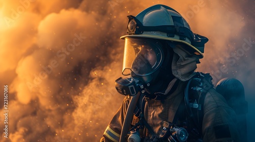 Brave Firefighter in Action Amidst Intense Flames
