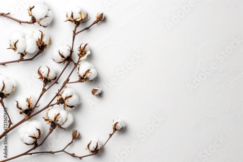 Textured background of cotton fiber fluffy and white natural material