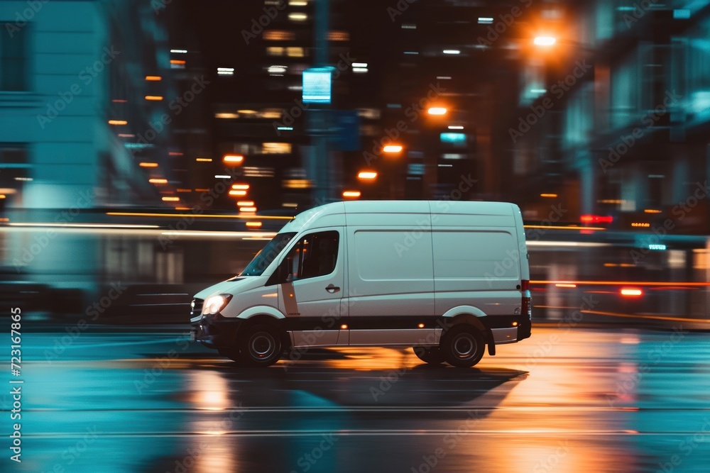 Nighttime deliveries by a van occur Nighttime deliveries by a van occur