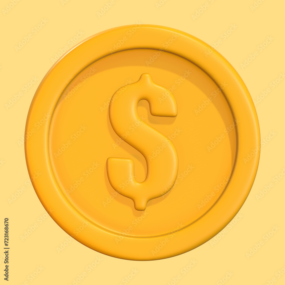 3D Yellow Coin 3D Yellow Coin