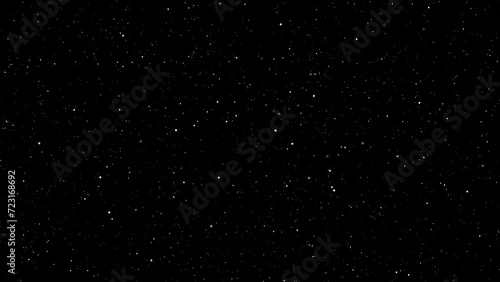 Looping shinny stars animation on black background. Graphic Motion overlay effect loop with galaxy sky twinkling light in the space with slow zoom and swirl rotation of camera angel zoom photo
