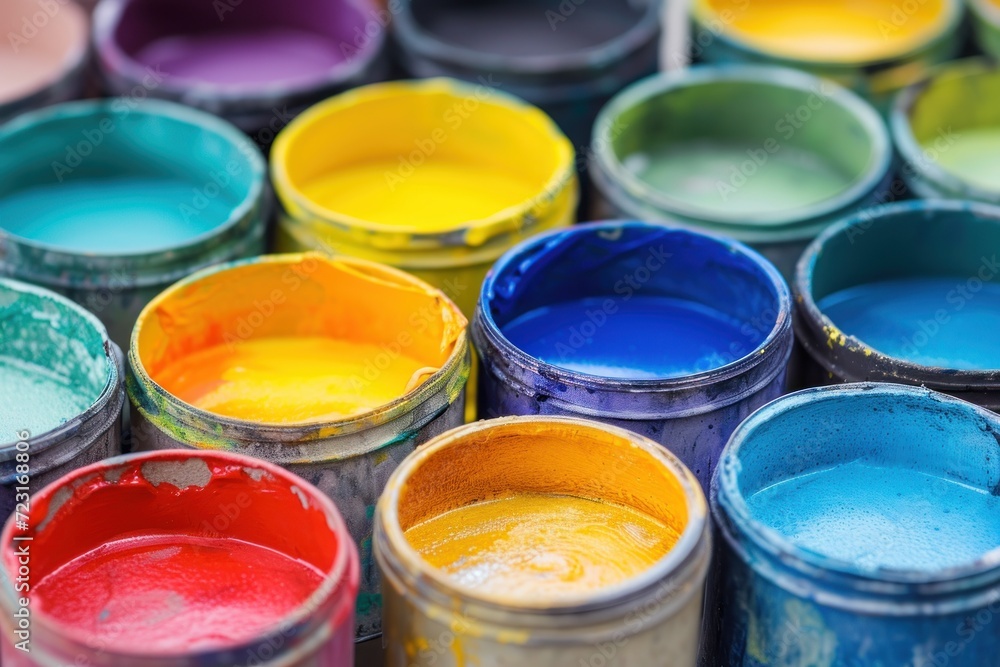 Colorful top view of a painter s palette Colorful top view of a painter s palette
