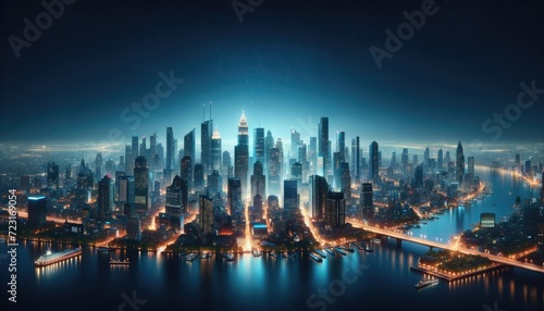 Dusk Reflections: A Futuristic City's Twilight © savantermedia
